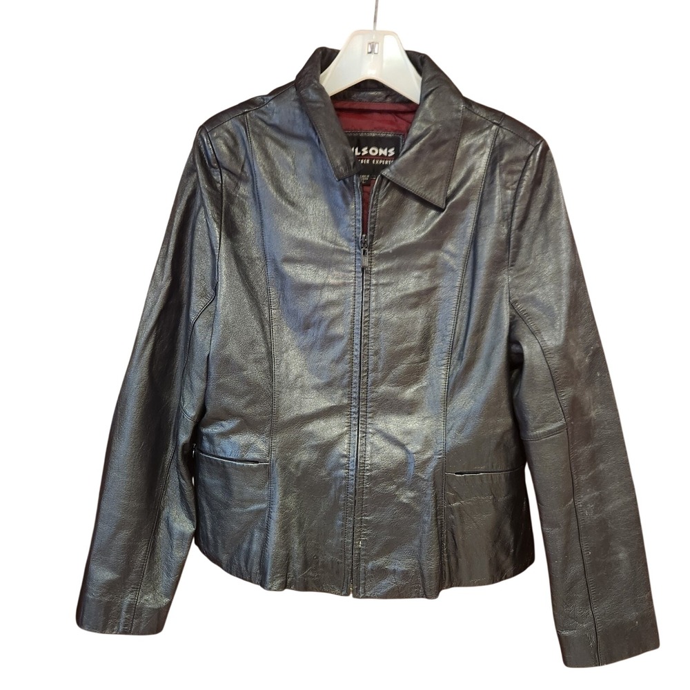 Vintage Wilson Womens Large Leather‎ Jacket Black 90s Era